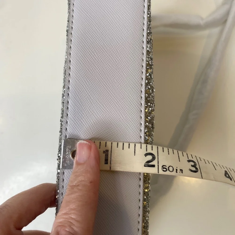 Kate Spade‎ Flash Glitter Saffiano Leather Crossbody Bag Grey Silver Glam Prom